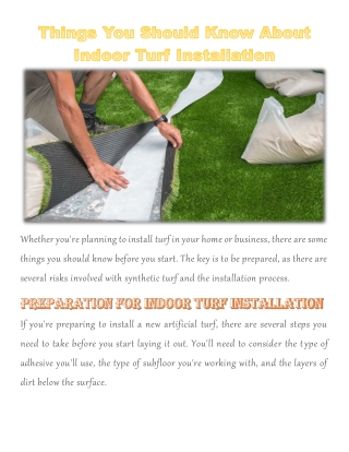 Things You Should Know About Indoor Turf Installation