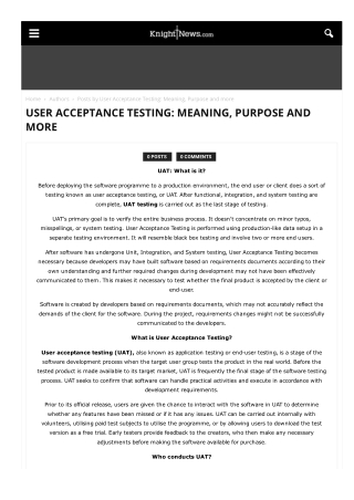 USER ACCEPTANCE TESTING MEANING, PURPOSE AND MORE