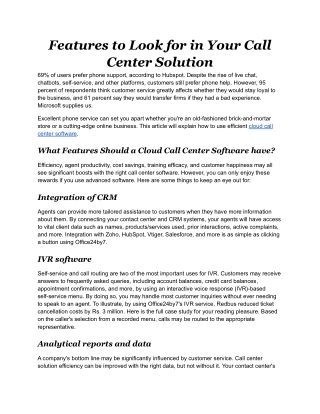 Features to look for in your call center solution.