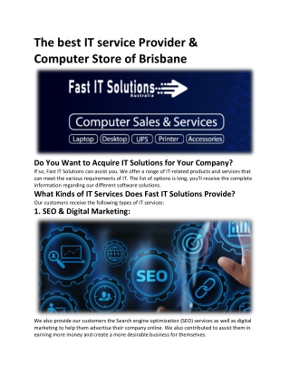 The best IT service Provider & Computer Store of Brisbane