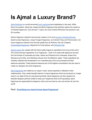 Is Ajmal a Luxury Brand