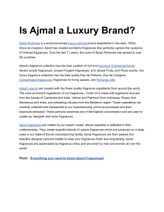 Is Ajmal a Luxury Brand