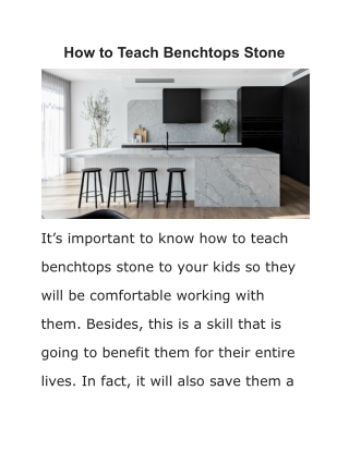 How to Teach Benchtops Stone