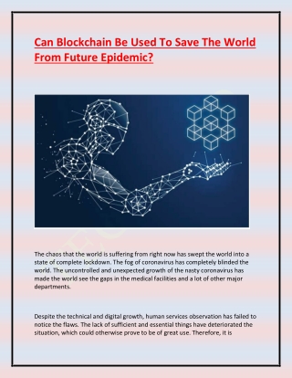 Can Blockchain Be Used To Save The World From Future Epidemic