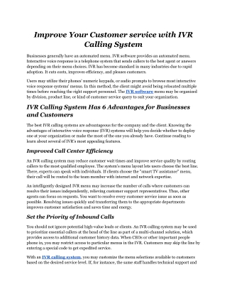 Improve Your Customer service with IVR calling system.docx