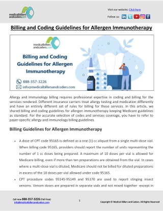 Billing and Coding Guidelines for Allergen Immunotherapy