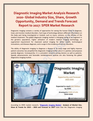 Diagnostic Imaging Market Analysis Research 2020-2027: SPER Market Research