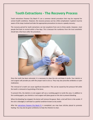 Tooth Extractions - The Recovery Process