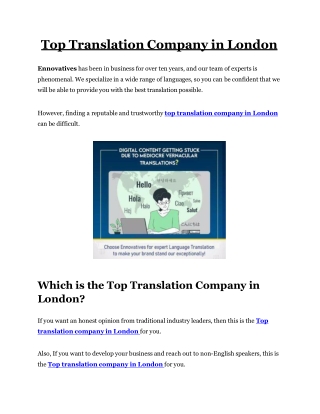 Top Translation Company in London