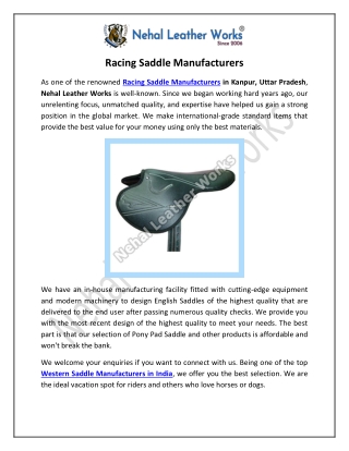 Racing Saddle Manufacturers