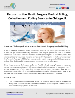 Reconstructive Plastic Surgery Medical Billing, Collection and Coding Services in Chicago, IL