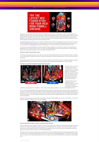 Try The Latest Neo Fusion Atom For Your New Bond Pinball Machine