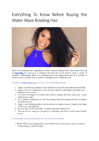 Everything To Know Before Buying the Water Wave Braiding Hair