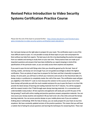 Pelco Introduction to Video Security Systems Certification