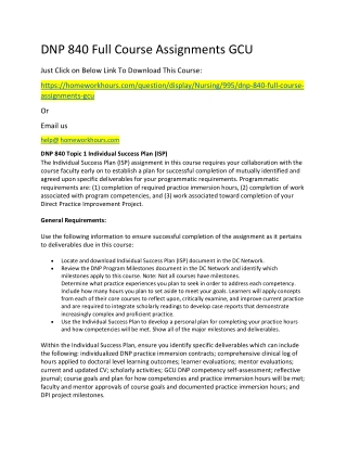 DNP 840 Full Course Assignments GCU