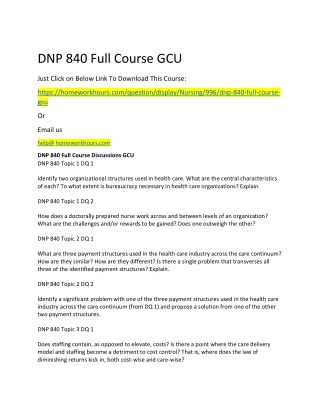 DNP 840 Full Course GCU