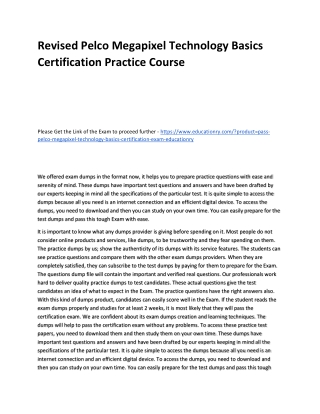 Pelco Megapixel Technology Basics Certification