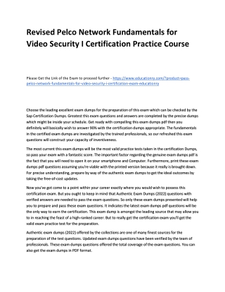 Pelco Network Fundamentals for Video Security I Certification