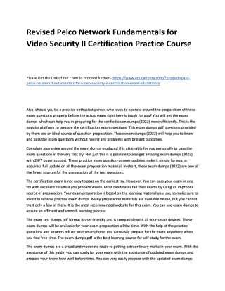 Pelco Network Fundamentals for Video Security II Certification