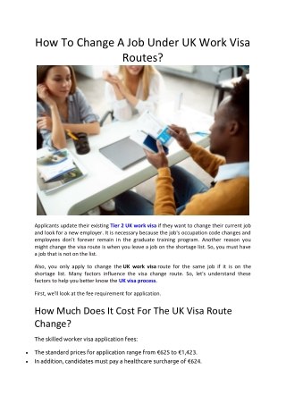 How To Change A Job Under UK Work Visa Routes