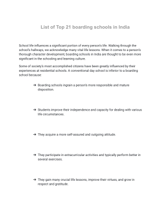 TOP 21 SCHOOLS  IN INDIA
