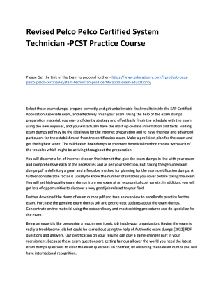 Pelco Pelco Certified System Technician -PCST