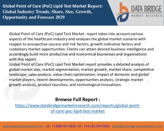 Point of Care (PoC) Lipid Test Market  report