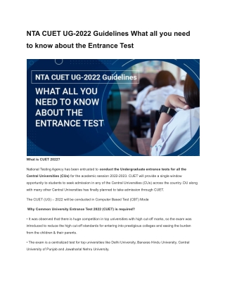 NTA CUET UG-2022 Guidelines What all you need to know about the Entrance Test