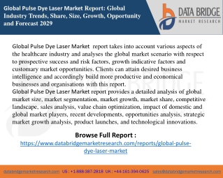 Pulse Dye Laser Market  report