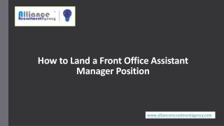 How to Land a Front Office Assistant Manager Position