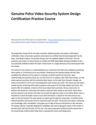 Pelco Video Security System Design Certification