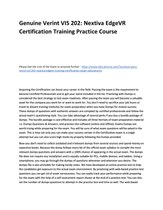 Verint VIS 202: Nextiva EdgeVR Certification Training