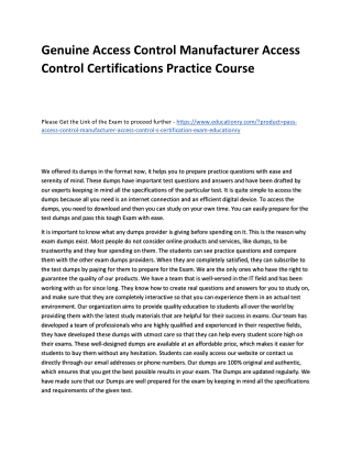 Access Control Manufacturer Access Control Certifications