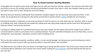 How To Avoid Common Roofing Mistakes