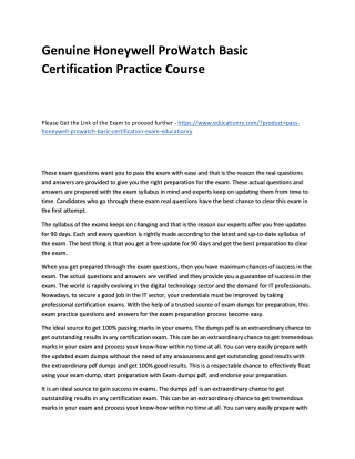 Honeywell ProWatch Basic Certification