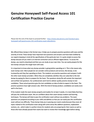 Honeywell Self-Paced Access 101 Certification