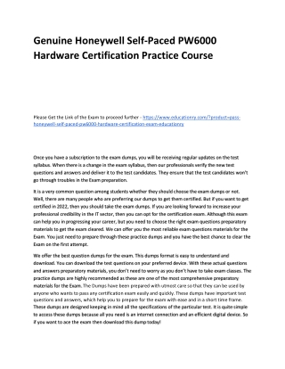 Honeywell Self-Paced PW6000 Hardware Certification