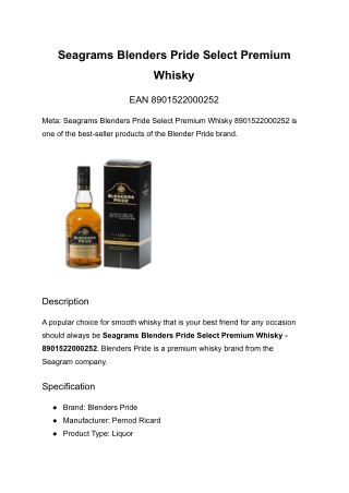 Blenders Pride Select Premium Whisky
