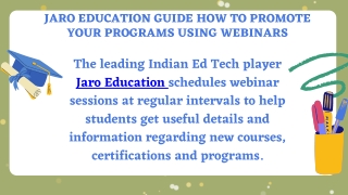 Jaro Education Guide How to Promote your Programs Using Webinars