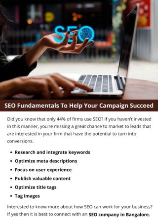 SEO Fundamentals To Help Your Campaign Succeed