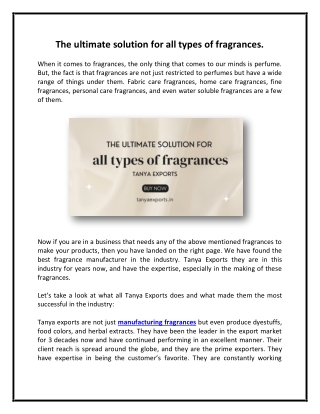 The ultimate solution for all types of fragrances