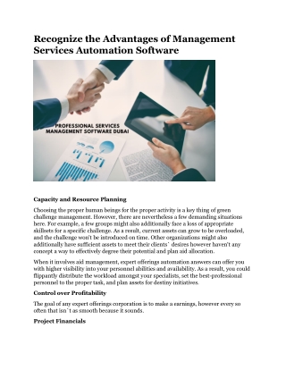 Recognize the Advantages of Management Services Automation Software