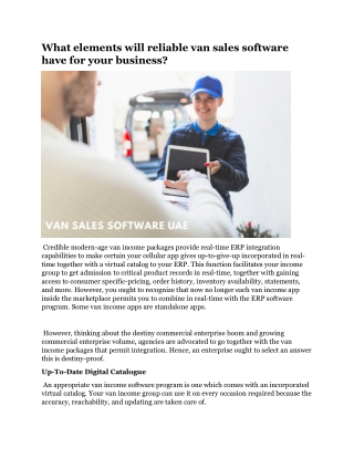 What elements will reliable van sales software have for your business