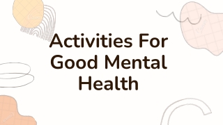 Activities For Good Mental Health