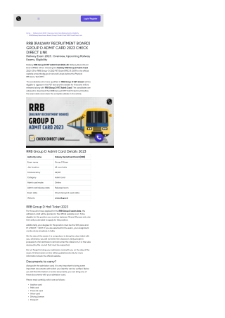 RRB (Railway Recruitment Board) GROUP D Admit Card 2023 Check Here