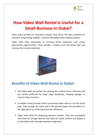 How Video Wall Rental is Useful for a Small Business in Dubai