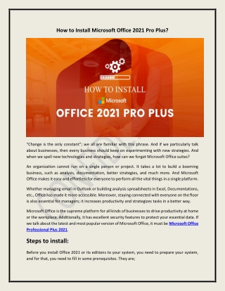 How to Install Microsoft Office 2021 Pro Plus?