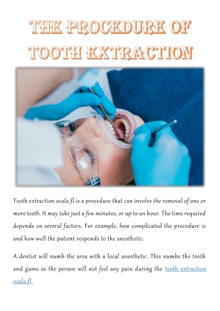 The Procedure of Tooth Extraction