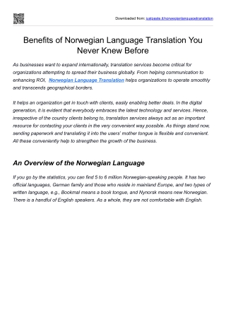 Benefits of Norwegian Language Translation You Never Knew Before