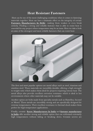 Heat Resistant Fasteners